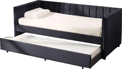 Produktbild von Kojenbett Auckland - 90 x 200 cm - Mit Rollbett - Schwarzer Velours