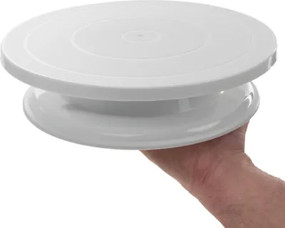 Image de Plateau à gâteaux - Plateau tournant - Verre - Rond - 28 cm - Convient pour les aliments - Blanc