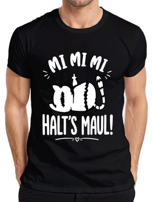 Productafbeelding van Mi Mi Mi Houdoe Kat T-shirt met opdruk "Middenvinger", statement, sarcasme, brutaal, herenmodel, zwart, maat S