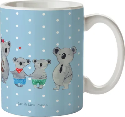 Produktbild von Mr. & Mrs. Panda Tasse Koala Familie zwei - Blau Pastell - Geschenk, Koalabär, Becher, Keramiktasse, schöne, Kaffeebecher, Muttertag, Familienzeit, Kaffeetasse