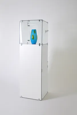 Produktbild von Haubenvitrine AB3232T - 32 x 32 x 130 cm, ohne Beleuchtung / weiss / Staufach mit Türe