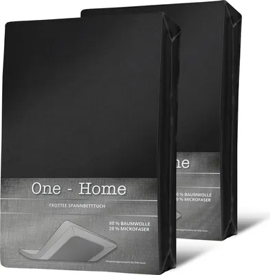 Produktbild von 2er Pack Spannbettlaken FROTTEE 140x200 cm - 160x200 cm schwarz Spannbetttuch