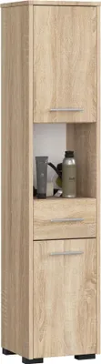 Produktbild von Badezimmerschrank 140 cm Eiche 2D mit 5 Regalen und 1 Schublade
