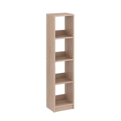 Produktbild von KOMTO Bücherregal Sonoma Eiche – Schmales Regal 30 cm Breit, 4 Fächer, Standregal für Bücher & Deko | LAKO 126,5 x 30 x 24 cm