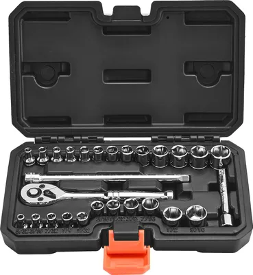 Immagine prodotto di Set di chiavi a bussola VEVOR Set di chiavi a bussola da 27 pezzi con attacco da 6,4 mm Set di chiavi a cricchetto, SAE e metriche, con asta di prolunga per chiavi a cricchetto Custodia, acciaio legato CR-V