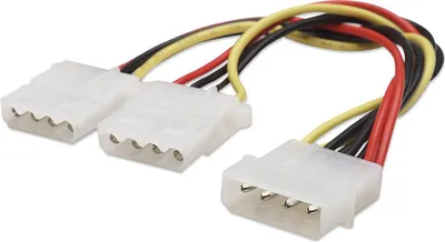 Produktbild von Manhattan Internes Y-Stromkabel, 5,25" Stecker auf 2 x 5,25" Buchse, 20 cm, Molex (4-pin), 2 x Molex (4-pin), 0,2 m, Stecker, Buchse, Gerade
