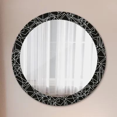 Produktbild von Spiegel mit Grafiken – Modern Spiegel - Dekorative Spiegel – Schminkspiegel - Rundspiegel - Geometrisch Muster - Rund: Ø80cm