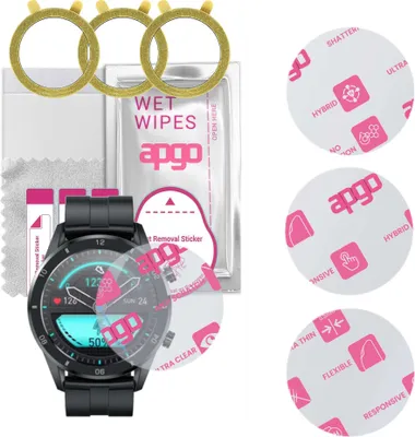 Produktbild von apgo 3 Stück Schutzglas, klar, kompatibel mit Kumi Magic GT3 Smartwatch, Hybrid 8H, Ersatz für Hartglas, Displayschutzglas, Bildschirmschutz, Displayschutz, kratzfest