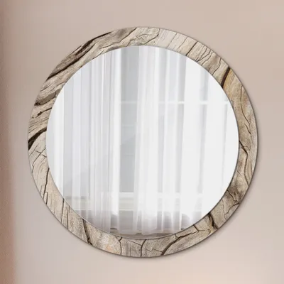 Produktbild von Ø90cm Modern Spiegel - Wandspiegel Wandmontage- Schlafzimmer - Rissig Holz