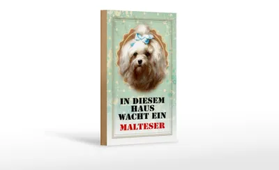 Produktbild von Holzschild Hund 12x18cm in diesem Haus wacht Malteser
