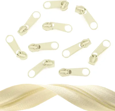 10 Reißverschluss Zipper für Endlosreißverschluss, 5mm, hellcreme