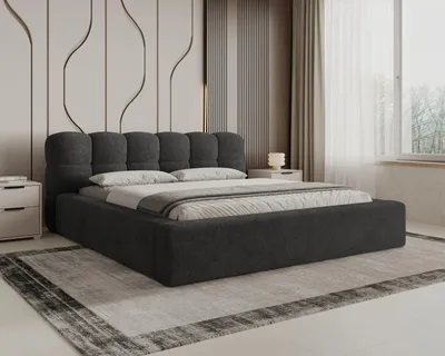 Produktbild von Chilly Möbel Design Bett Milan - Komfort Polsterbett mit Bettkasten, Metallrahmen, Stauraum und gepolstertem Kopfteil 200x200 cm / Monte / Schwarz