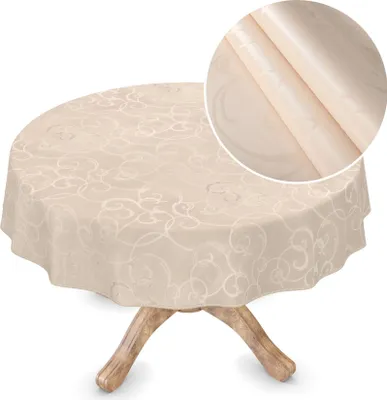 Produktbild von Tischdecke Wachstuch Premium Ornamente Beige Robust Wasserabweisend Rund 150 cm