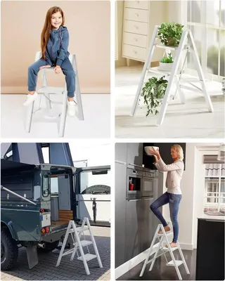 Immagine prodotto di Scala pieghevole in alluminio, 5,1 m, gradini larghi, piedini antiscivolo, leggera e portatile, fino a 150 kg