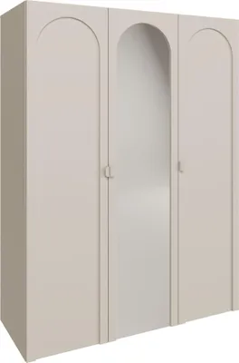 Produktbild von Selsey Arkadia – Kleiderschrank mit Spiegel und 3 Türen mit Bogenausschnitt, Kaschmirgrau, 150 cm