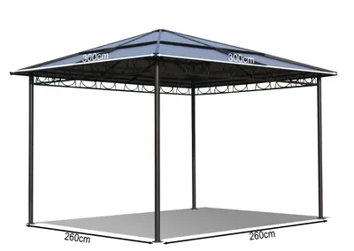 Produktbild von Metall Garten Hardtop Pavillon 3x3m Doppelstegplatten Polycarbonat Dach Partyzelt Pergola