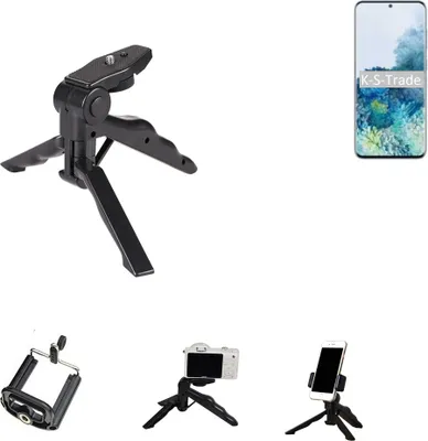 Produktbild von K-S-Trade Stativ Tisch-Ständer Dreibein Handy-Stativ Ständer kompatibel mit Samsung Galaxy S20 Mini-Stativ Smartphone Tripod Handy-Stativ aus