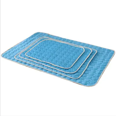 Produktbild von 2PCS Kühlmatte Hunde Katzen Haustiere Matte Haustier Sommer Kühlmatten Für Hunde Katzen Pet EIS Pad Mat Blanket Tour Camping Schlafmatten-S(50*40CM) Blau