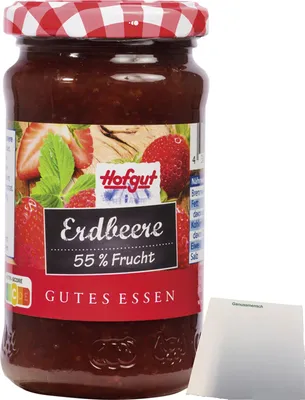 Produktbild von Hofgut Erdbeer Fruchtaufstrich (250g Glas) + usy Block
