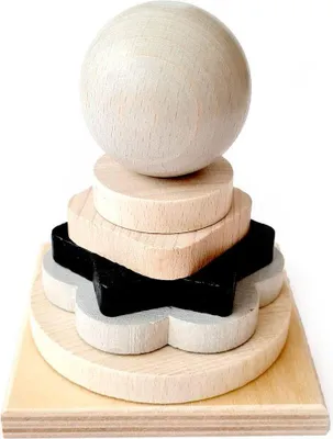 Produktbild von Holzspielzeug Stapelturm schwarz/grau BxHxT 9x12x9cm NEU