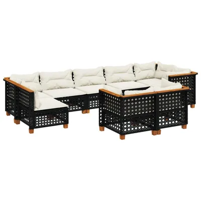 Produktbild von vidaXL 9-tlg. Garten-Sofagarnitur mit Kissen Schwarz Poly Rattan