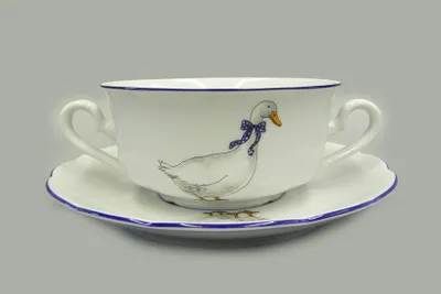 Obrázok produktu pre Hrnček na polievku 0,35 l, hus, český porcelán, Leander
