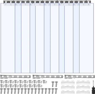 Produktbild von VEVOR PVC-Streifenvorhang, 965x2134 mm, 2 mm Dicke, 6er-Pack Lamellenvorhang, -55,6-30℃ Vorhangstreifen, Kunststoff-Türstreifen für Lager-, Gefrier- und Garagentore, transparent
