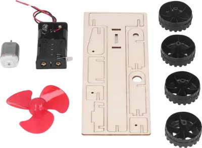 Obrázek produktu pro Wooden Electric Wind Car Model Fan Blade Motor Science Teaching Aids Educational Car Toy for Kids
