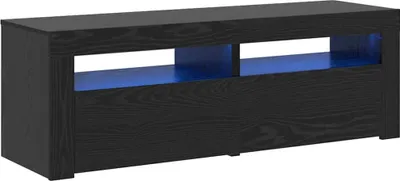 Produktbild von vidaXL TV-Schrank mit LED-Leuchten Schwarz Eichen-Optik 120x35x40 cm