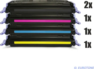 Produktbild von 5x Eurotone Toner Alternative für HP Q6000A-03A / Q6000A 124A Black Schwarz / Q6001A Blau Cyan / Q6003A Rot Magenta / Q6002A Gelb Yellow