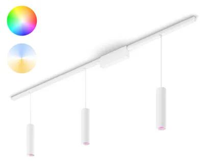 Produktbild von Philips Hue White and Color ambiance Perifo Basis-Set Deckenleuchte weiß gerade (3 Pendel), Intelligente Hängeleuchte, Bluetooth/Zigbee, Weiß, LED, Metall, Synthetik, Nicht austauschbare(s) Leuchtmittel