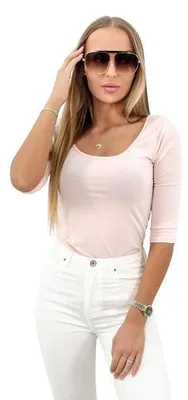 Produktbild von Puderrosa Bluse mit Rundhalsausschnitt