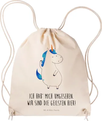 Produktbild von Mr. & Mrs. Panda Sportbeutel Einhorn Mann - Transparent - Geschenk, Beutel, Beste, wander rucksack, Kleiner, Party, festival tasche, Unicorn, Alltagstasche, Familie