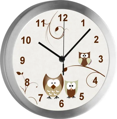 Produktbild von Funkuhr, Kinder Wanduhr, Kinderuhr, Kinderzimmer Eule beige