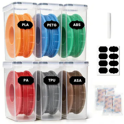 6er-Set Filament-Aufbewahrungsboxen, 4,0 l, wasserdicht, mit Trockenmittel