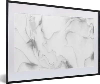 Produktbild von MuchoWow® Gerahmtes Poster Marmor - Grau - Weiß - Abstrakt - Marmoroptik 60x40 cm - Poster mit Schwarzem Bilderrahmen Wandposter Rahmen Foto Bilder - Schlafzimmer - Plakat in Rahmen - Drucken