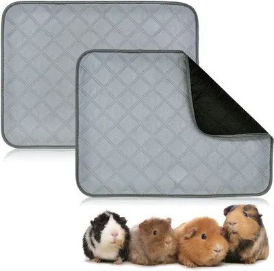 Produktbild von Meerschweinchen-Fleece-Käfigfutter,2-teilig waschbare Meerschweinchen-Pisse-Unterlage,wasserdichte,wiederverwendbare und rutschfeste Meerschweinchen-Einstreu,super saugfähige Natursektunterlage für Kleintiere