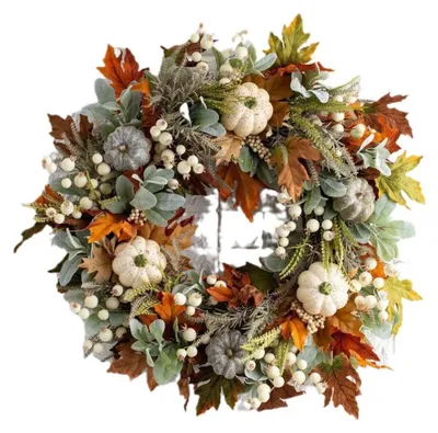 Produktbild von INF Kürbiskranz Halloween Thanksgiving Tür Polyester+PU 35cm x 35cm x 5cm