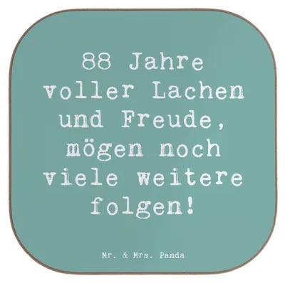 Produktbild von Mr. & Mrs. Panda Tassenuntersetzer Spruch 88. Geburtstag Freude - Meeresbrise - Geschenk, gläseruntersetzer, unvergesslicher, herzlichen, Untersetzer Glas, Happy Birthday