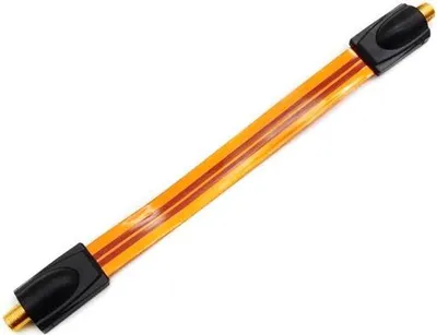 A single, flat cable with connectors on each end, lying on a white background.
