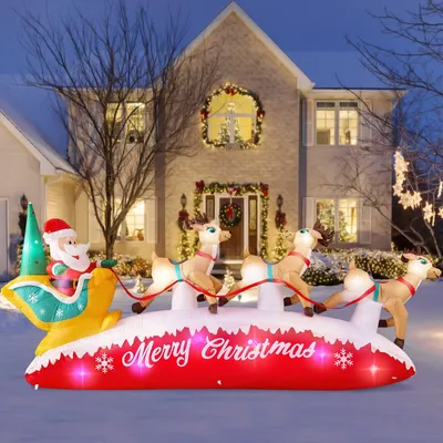 Aufblasbarer Weihnachtsschlitten 3 m mit LED-Lichtern