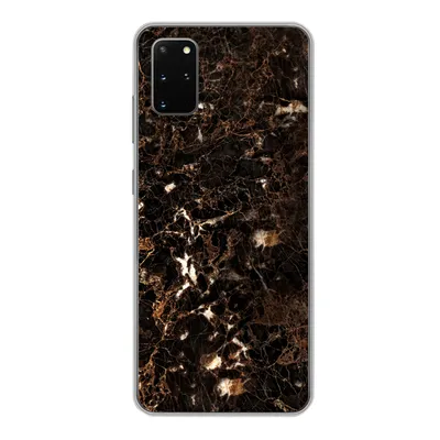 Produktbild von MuchoWow® Handyhülle Schutzhülle Hülle für Samsung Galaxy S20 Plus Marmor - Schwarz - Gold Silikon Softcase Handy Hülle - Hartschale