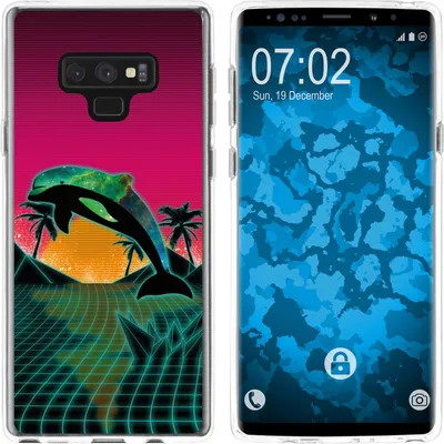 Produktbild von PhoneNatic Case kompatibel mit Samsung Galaxy Note 9 Silikon-Hülle Retro Wave Delphin M1