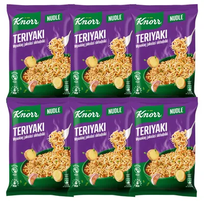 Produktbild von Knorr Instant Nudeln Teriyaki 6x 65g - Nudelsuppe Noodles - Schnelle Suppe