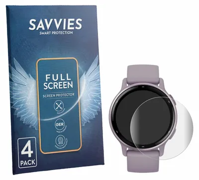 Produktbild von 4x Savvies Fullscreen Schutzfolie für Garmin vivoactive 5 Displayschutz Folie Fullcover Klar Transparent