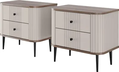 Zdjęcie produktu dla Zestaw Szafek Nocnych Vesper 56 Cm Kaszmir Orzech Do Sypialni Nakastlik