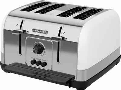 Produktbild von Morphy Richards 240134, 4 Scheibe(n), Weiß, Edelstahl, Tasten, Toaster, instruction booklet, 1800 W