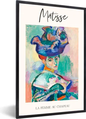 Produktbild von MuchoWow® Gerahmtes Poster Alte Meister - Matisse - La femme au Chapeau 20x30 cm - Poster mit Schwarzem Bilderrahmen Wandposter Rahmen Foto Bilder - Drucken - Bilder Poster im Rahmen