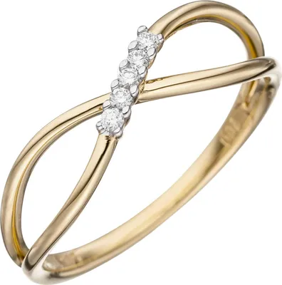 Produktbild von Gr. 54 - Damen Ring 585 Gold Gelbgold 5 Diamanten Brillanten Goldring Diamantring
