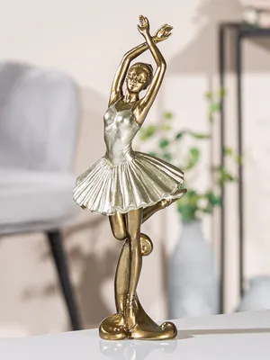 Produktbild von Gilde Figur, Ballerina, Dancer, Kunstharz, champagnerfarben, goldfarben, VE 2 Höhe: 31.50 cm Breite: 11.50 cm Tiefe: 13.00cm 52629
